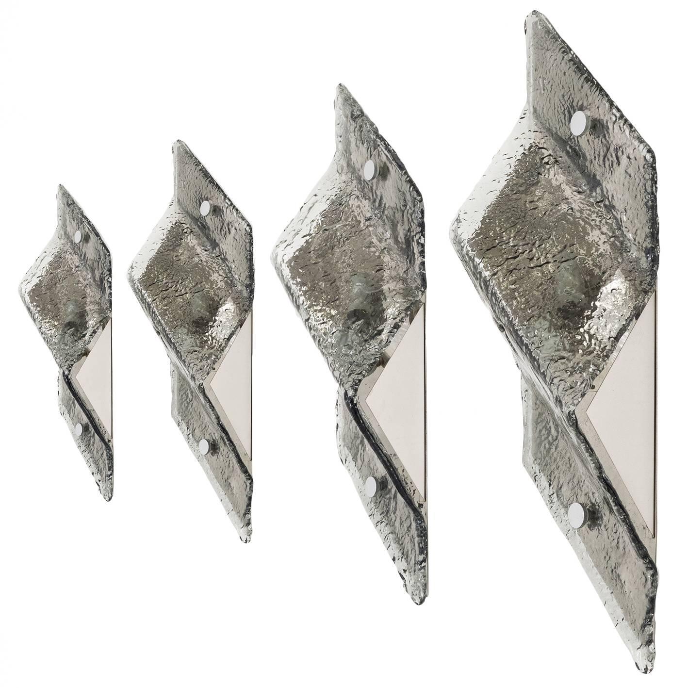 Rare Large Textured Smoke Glass Wall Lights by Kalmar For Sale at 1stdibs