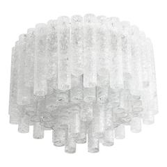 Mid-Century Modern Flush-Mount "Eisglas" Chandelier: Doria Leuchten, 1960s 11