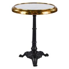 French Bistro White Marble Gueridon Table, 1950s