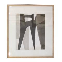 Jacques Nestle Abstract Black, White and Grey Ink Painting, France, 20th Century