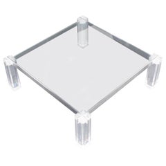 Lucite Base Large Square Coffee Table