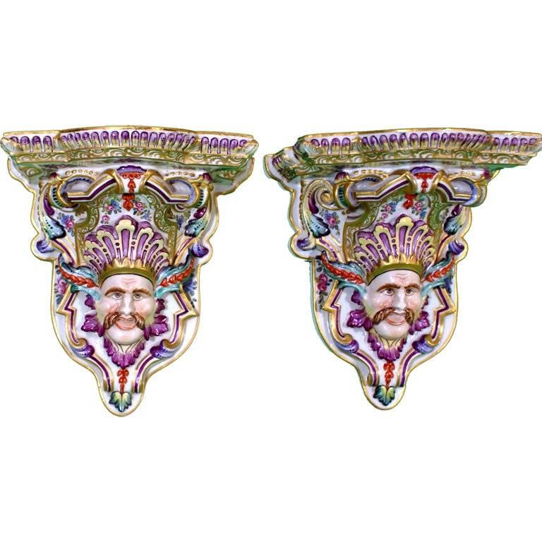 Pair of Capodimonte Porcelain Brackets, circa 1810