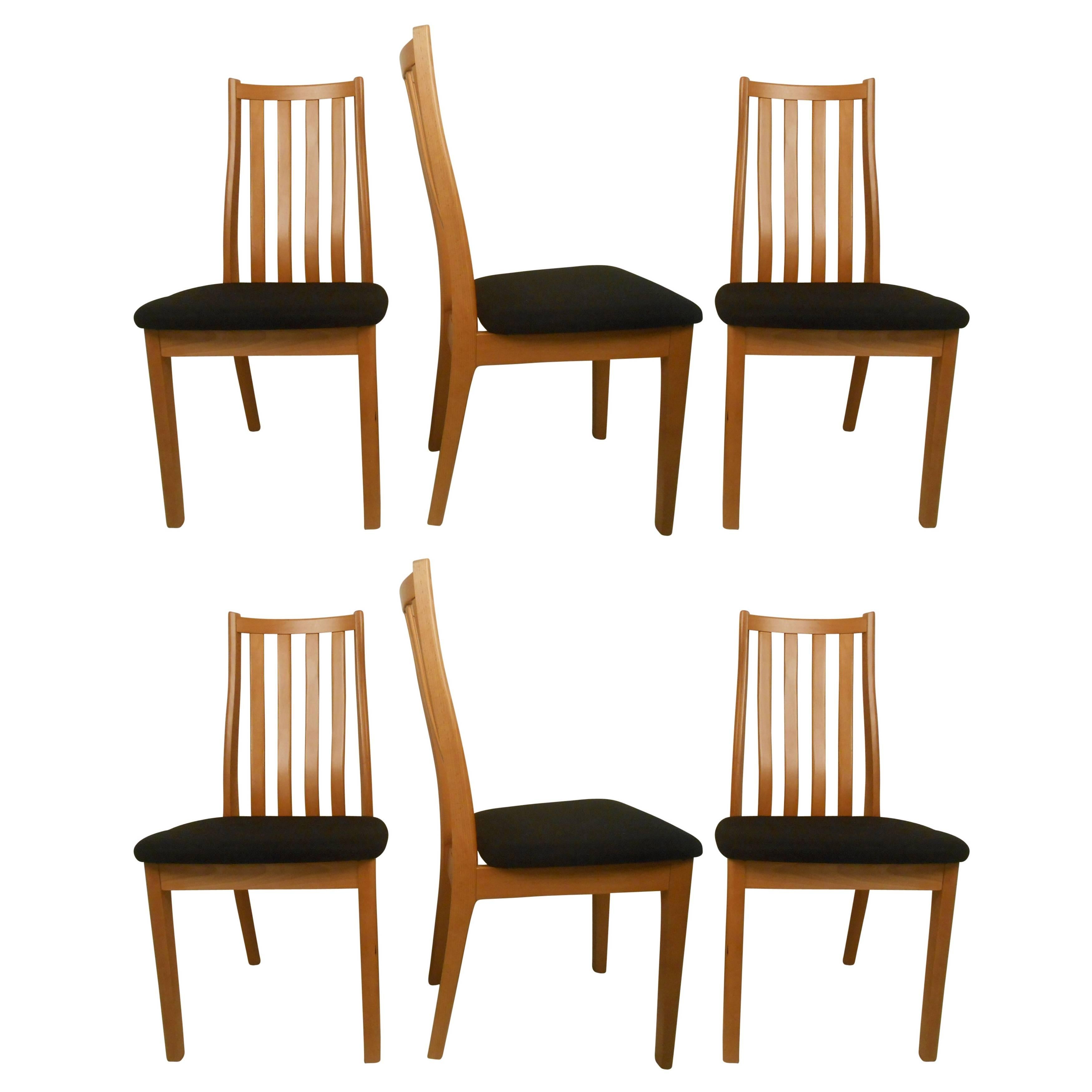 Six Danish Midcentury Dining Chairs, Tangso Mobler, Boliginvenvar, Denmark