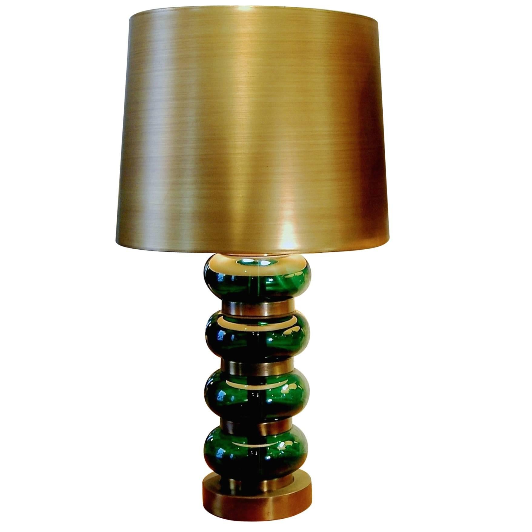 Stacked Brass and Glass Table Lamp by Paul Hanson 