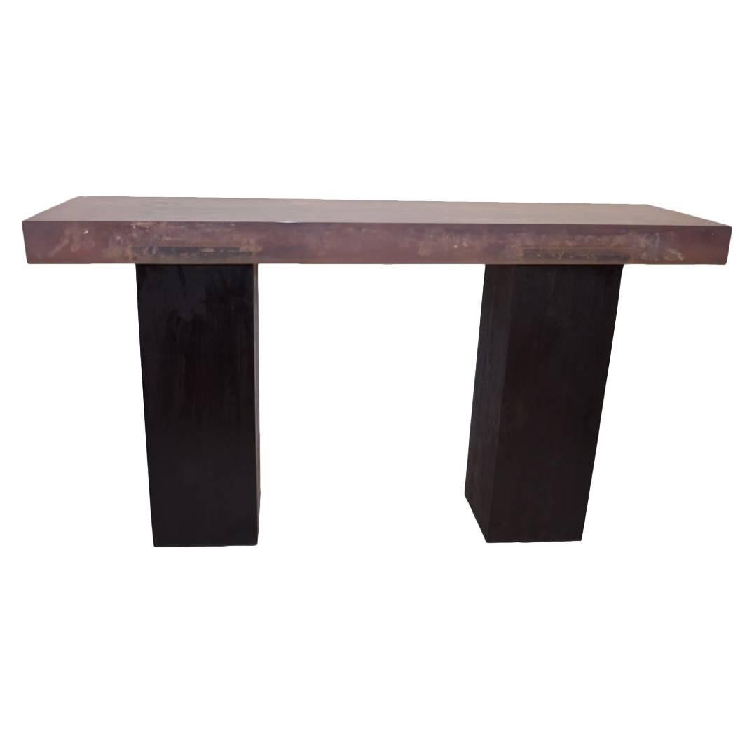 Andrianna Shamaris Resin Console Top with Espresso Stained Wood Base For Sale