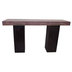 Resin Console Top with Espresso Stained Wood Base 12