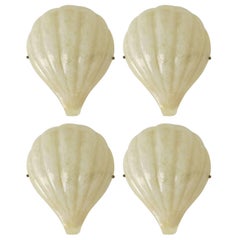 Rare Set of Four Barovier e Toso "Shell" Wall Sconces
