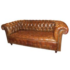 Chesterfield Leather Tufted Wingback Sofa