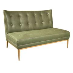 Paul McCobb Green Linen Settee