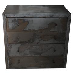 Acid Washed 1990s Metal Wrapped Beechwood Chest of Drawers, Belgium