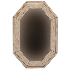 Casa Bique Octagonal Tessellated Coral and Brass Mirror, 1970 1