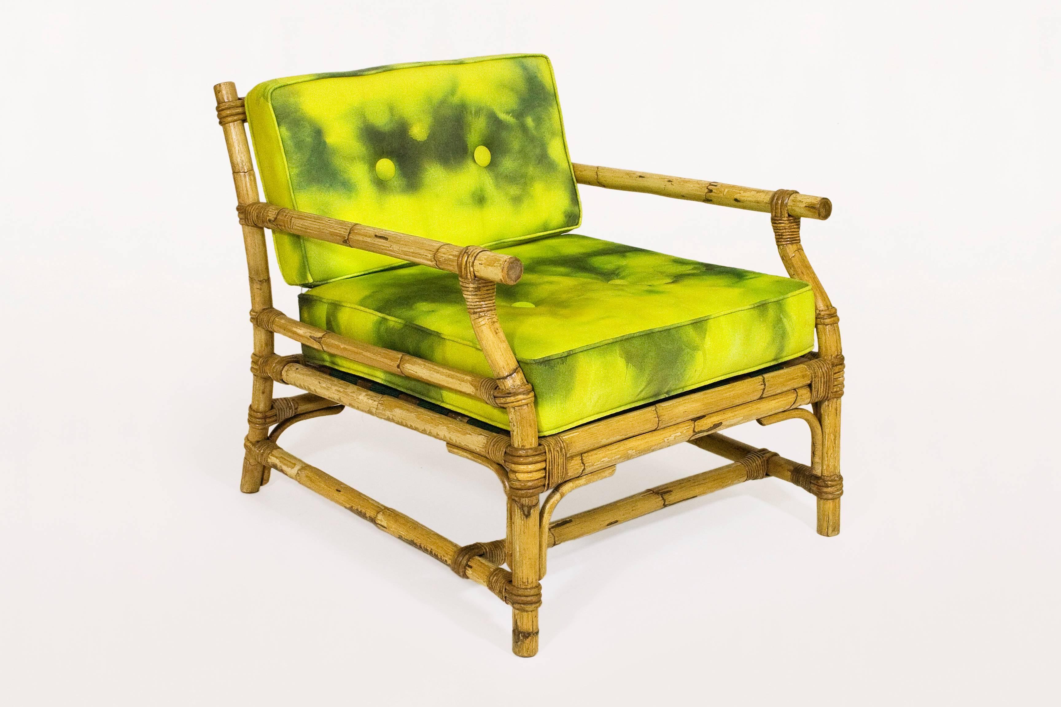 Mid-Century Modern Pair of Vintage Bamboo Lounge Armchairs, circa 1960, France