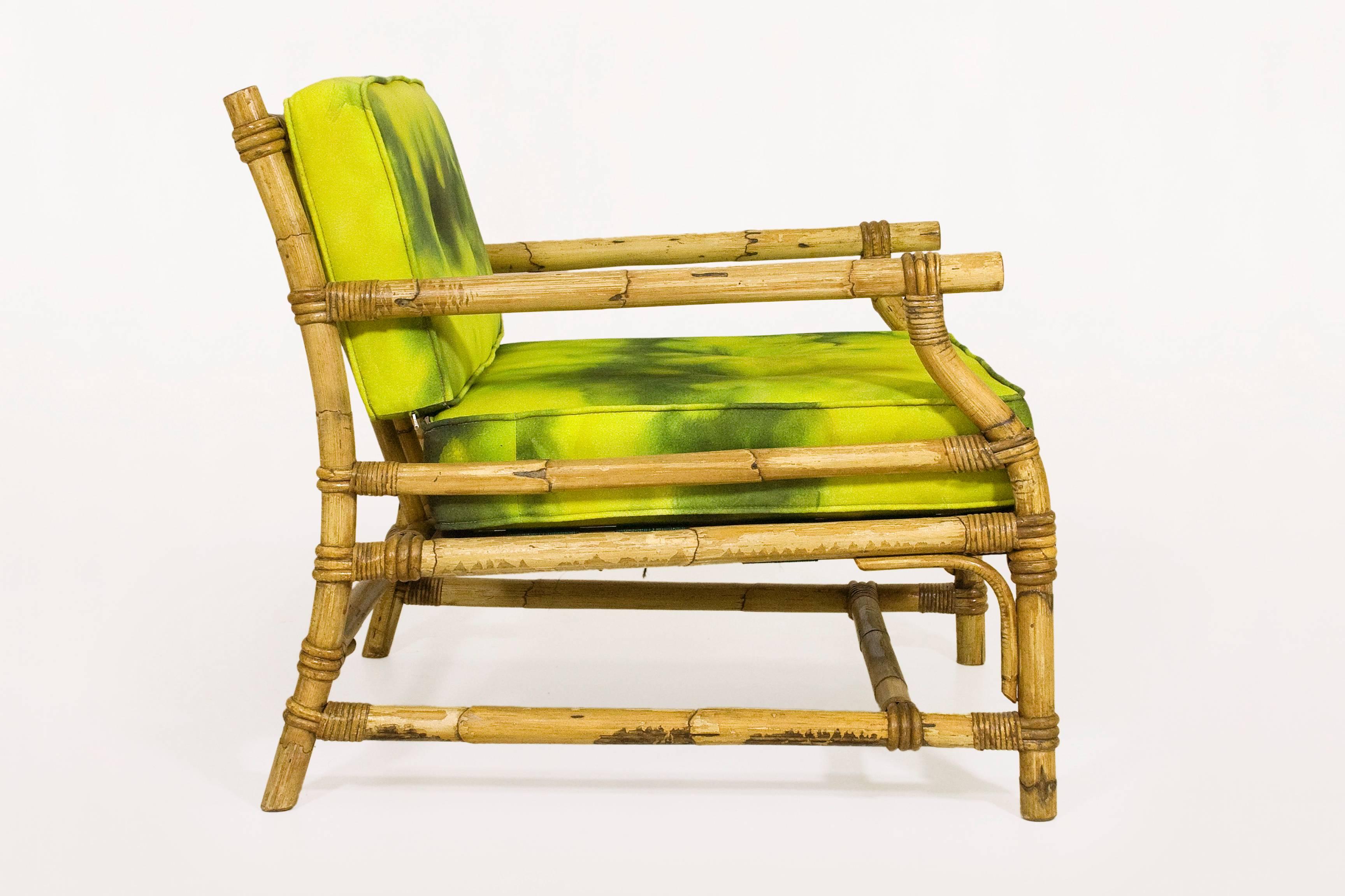 French Pair of Vintage Bamboo Lounge Armchairs, circa 1960, France