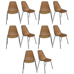 Retro Wicker and Iron Chairs by Carlo graffi et Franco Campo