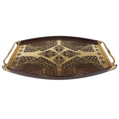 Brass and Rosewood Inlay Tray by Erhard & Sohne