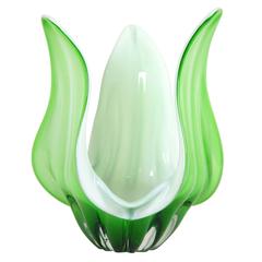 Mid-Century Green Opal and White Murano Glass Centerpiece 10
