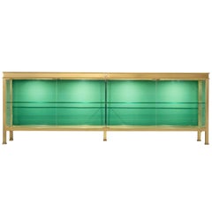 Italian Illuminated Brass Showcase Vitrine