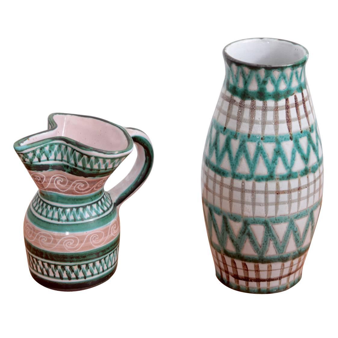 Set of 2 Large Ceramic Vases by Robert Picault, Signed