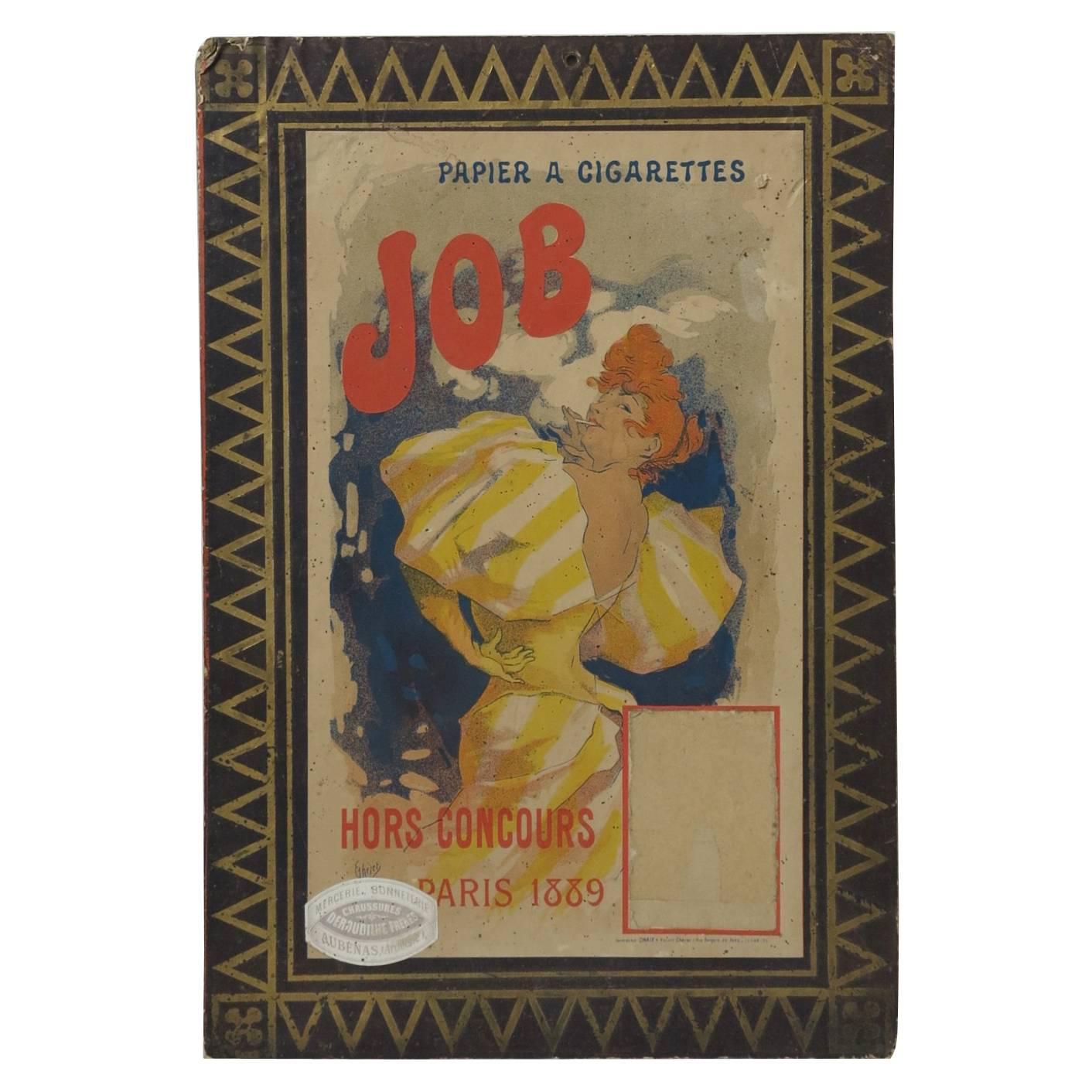 Art Nouveau Cardboard from "JOB Cigarettes" 1889 by Jules Cheret For Sale