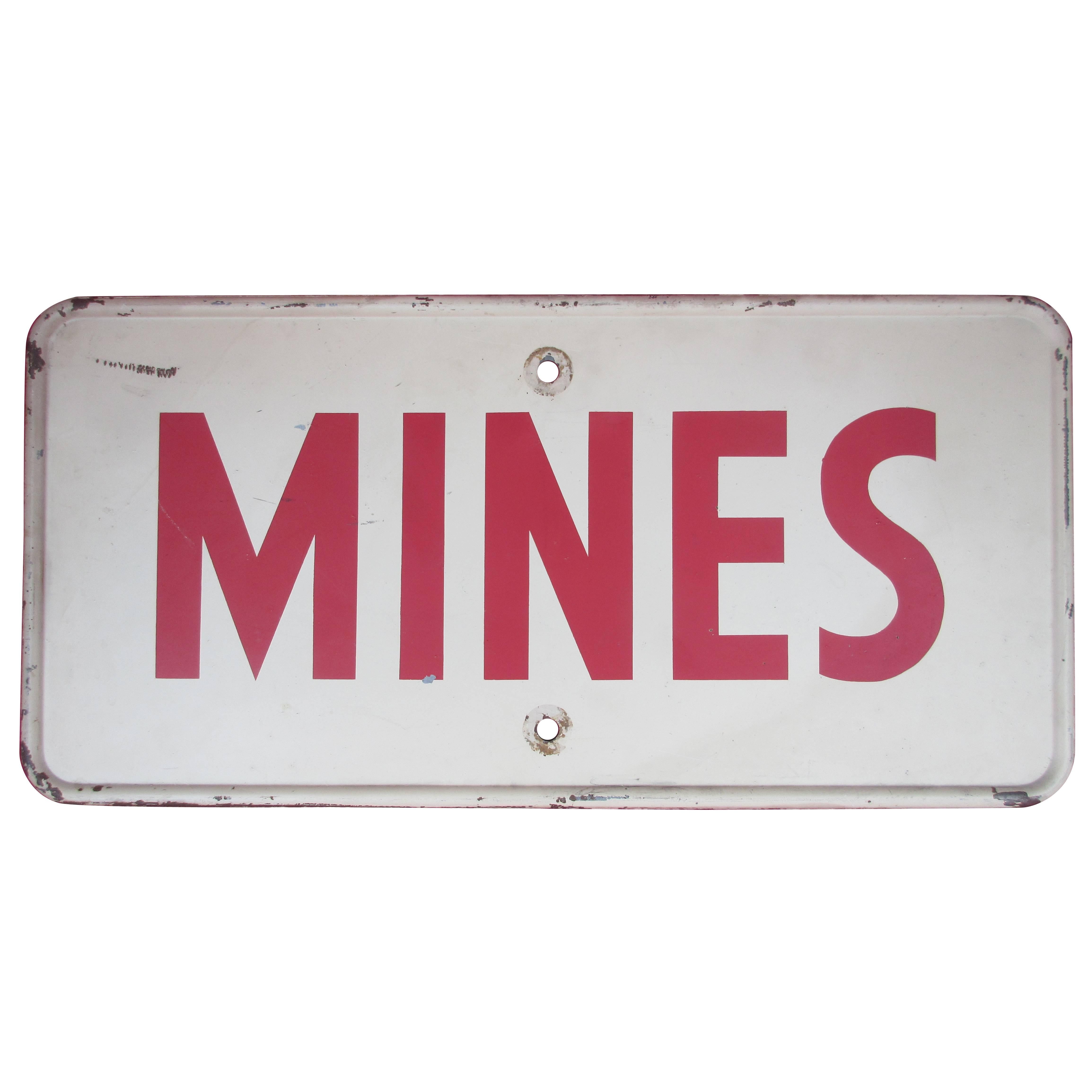 "United Nations" Mines Marking Plate or Sign, Dated 1952 from the Korean War For Sale