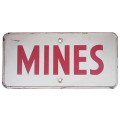 Vintage "United Nations" Mines Marking Plate or Sign, Dated 1952 from the Korean War