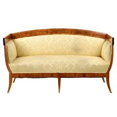 Biedermeier Fruitwood and Walnut Antique Canapé Settee Sofa, circa 1830