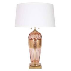 Art Deco Crystal Lamp with Gold Accents by Moser Glassworks