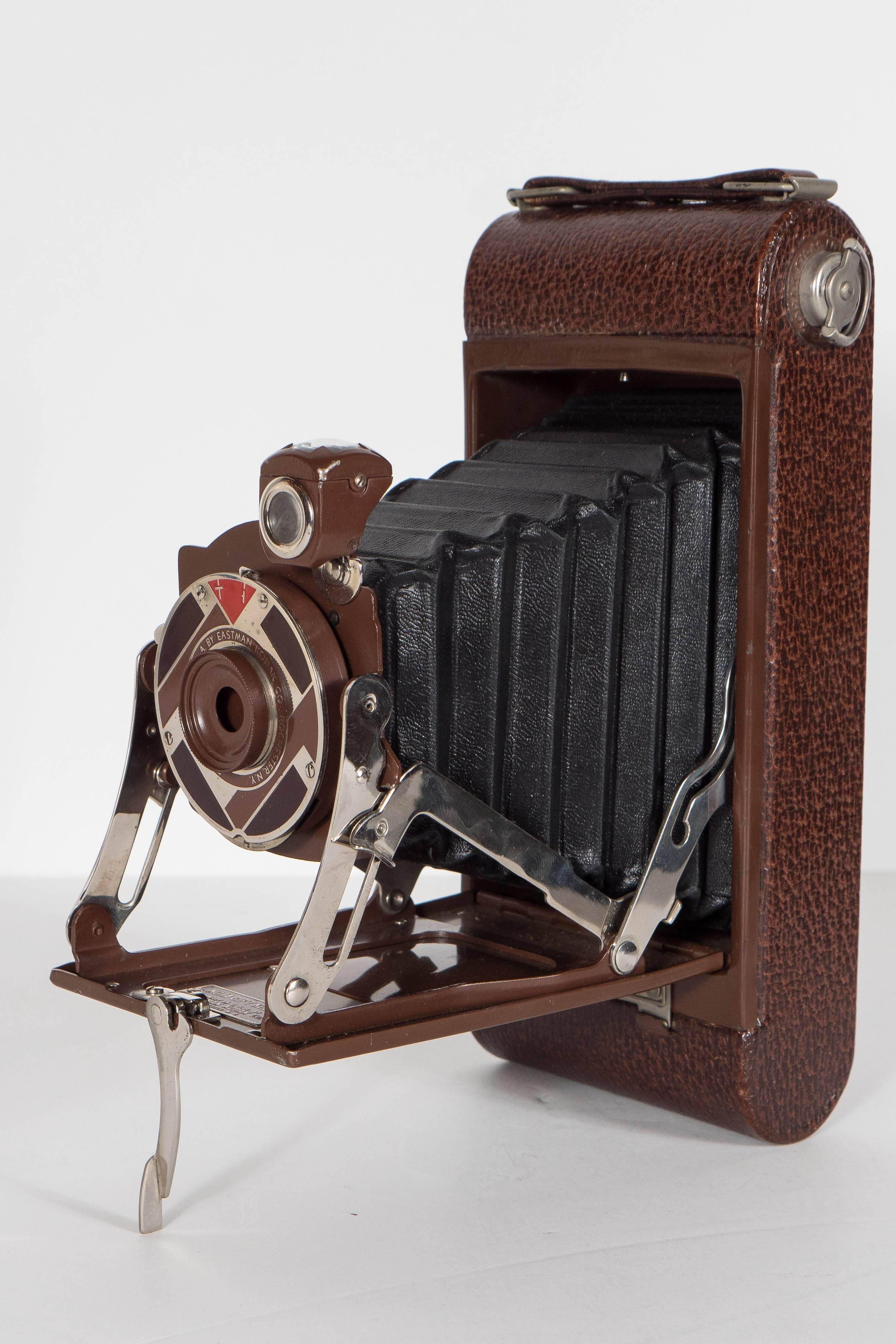 Metal Important Art Deco Enamel and Chrome Box Fitted Camera by Walter Dorwin Teague