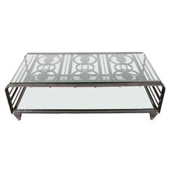 French Art Deco Two-Tier Wrought Iron Cocktail Table 