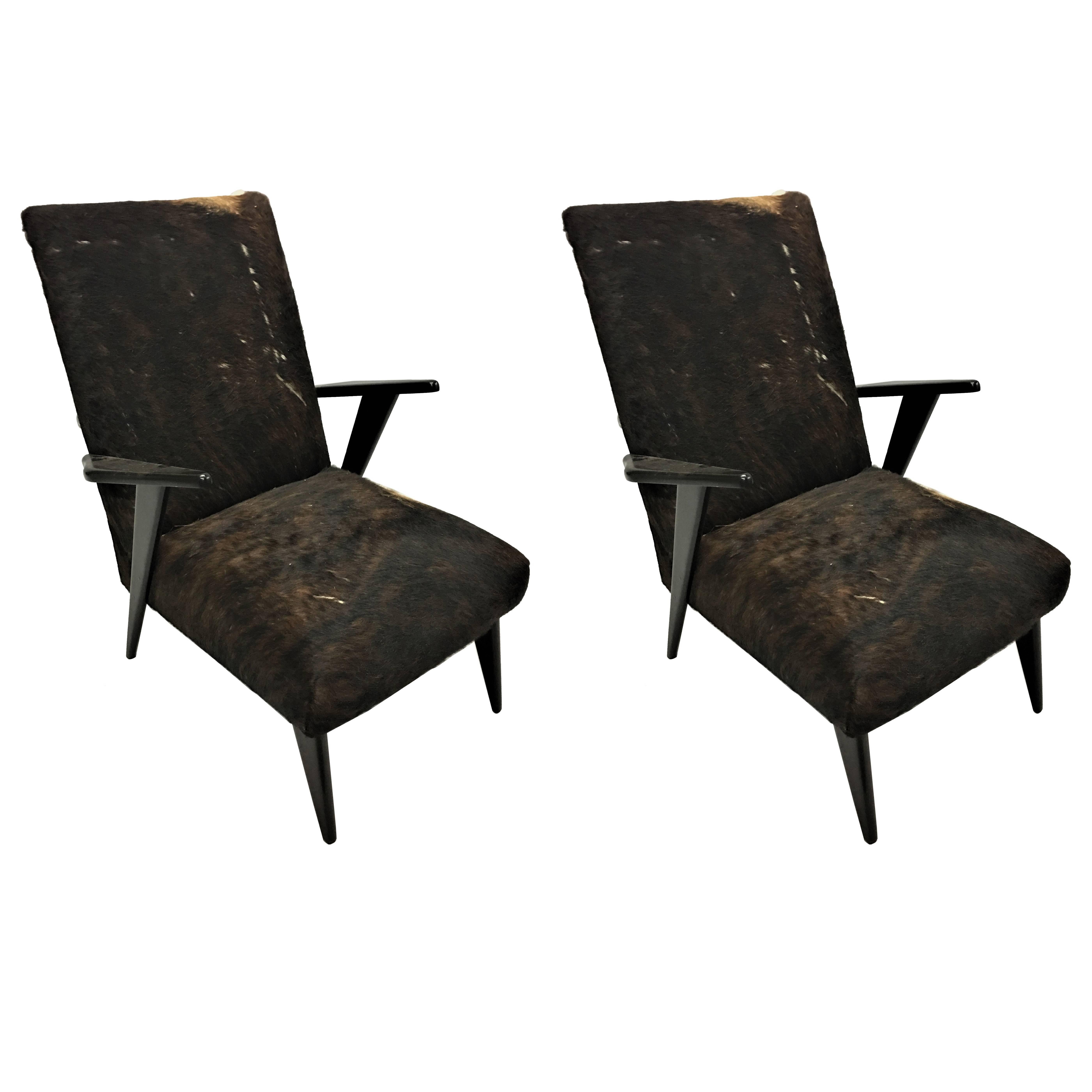 Pair of Italian Mid-Century Modern Lounge Chairs Attributed to Ico Parisi