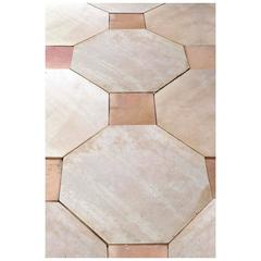 Octagonal Limestone Paving with Red Terra Cotta, 19th Century