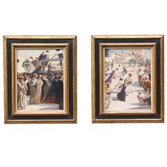 Antique Pair of Oil Paintings by Octave Guillonnet