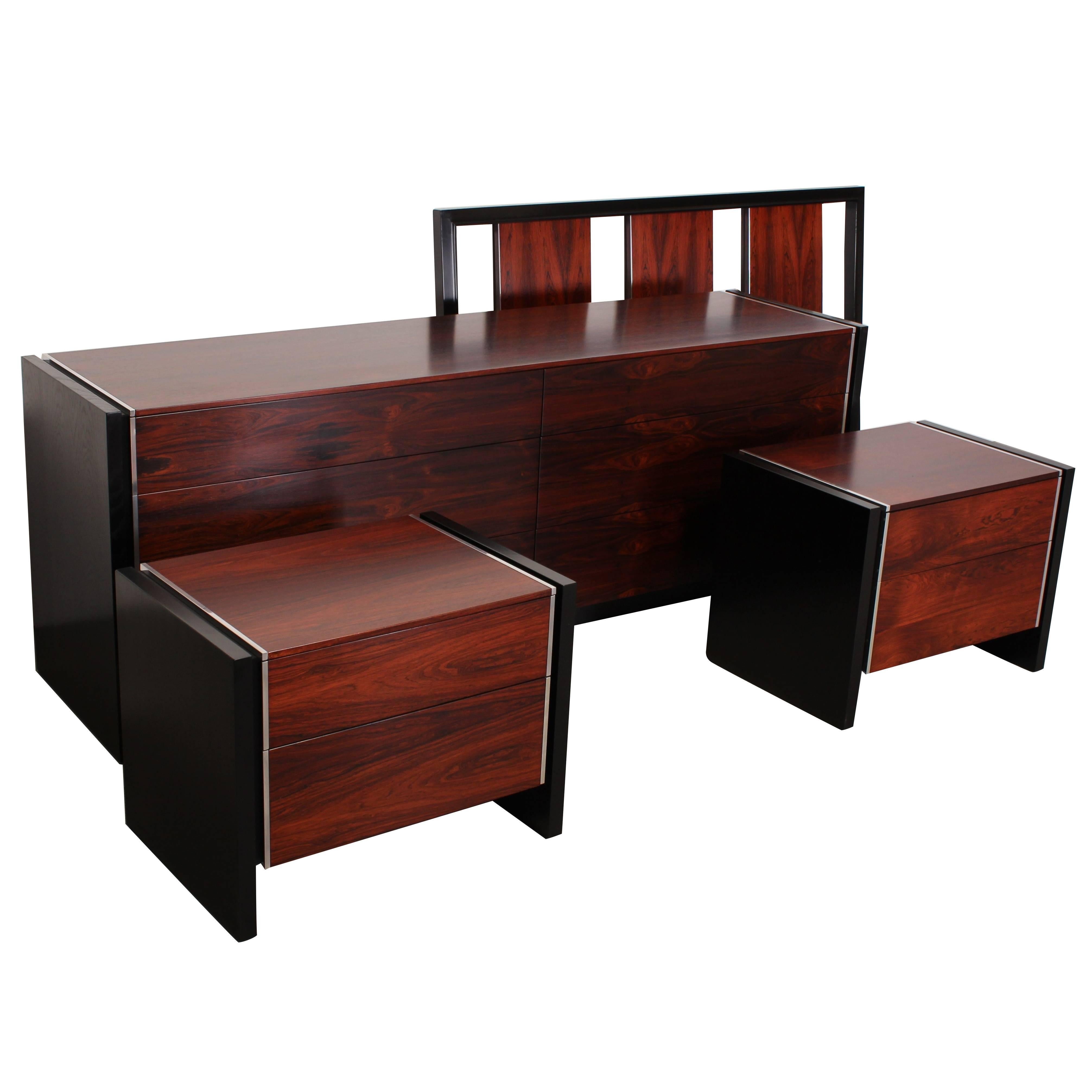 Robert Baron for Glenn of California Rosewood  Four Piece Bedroom Set, 1970