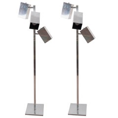 A Pair of  Koch and Lowy Modernist Chrome Floor Lamp
