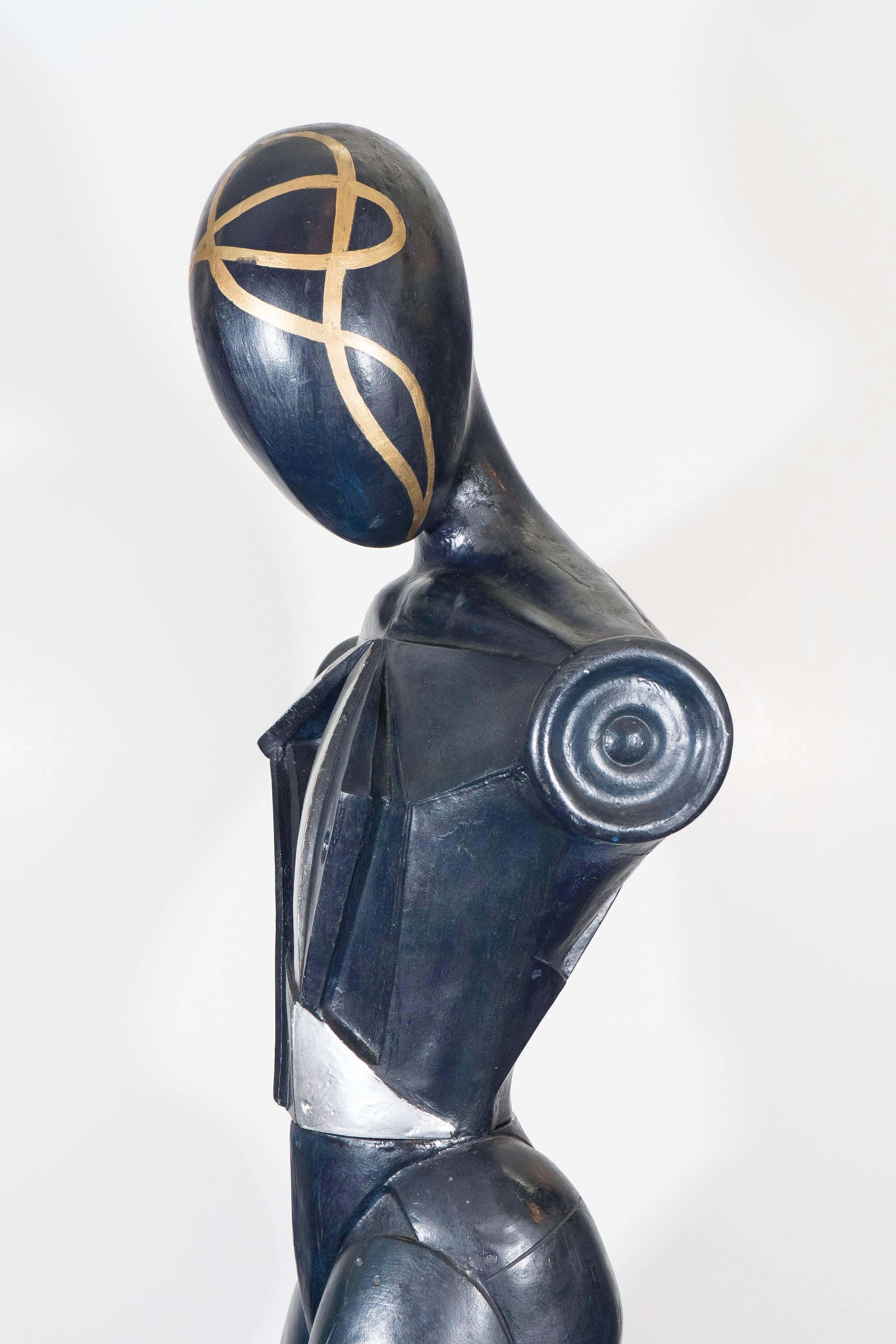 Pair of Italian Futurist Male and Female Sculptures For Sale 1