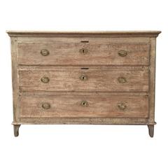 19th Century French Louis XVI Style Bleached Oak Chest of Drawers