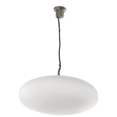 Oval Frosted Glass Stilnovo Pendant, Italy, 1960s