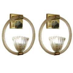Pair of Large Barovier e Toso Sconces, Italy, 1950s