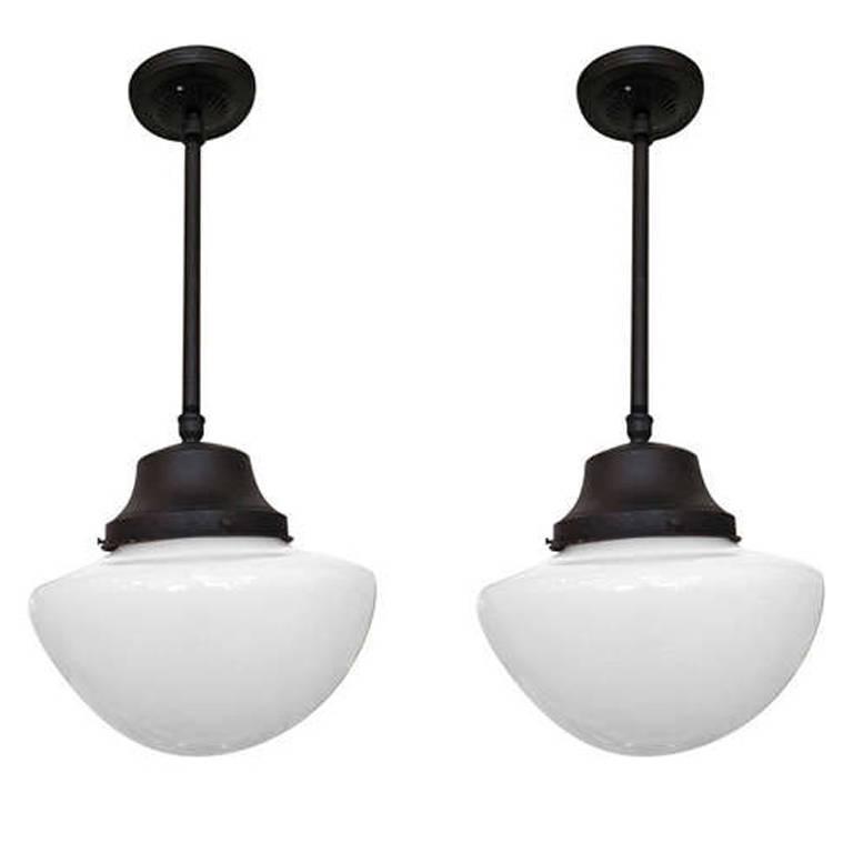 Schoolhouse Glass Globe Pendant Light For Sale at 1stdibs