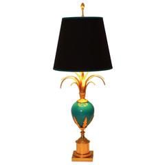 Blue and Golden French Table Lamp in the Style of Maison Charles 1970s 11