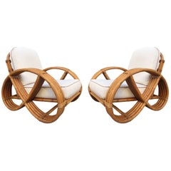 Pair of Rattan Lounge Chairs in the Style of Paul Frankl