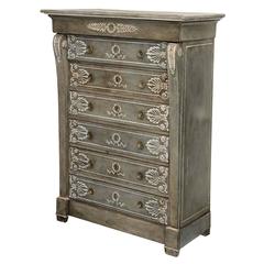 French Early 19th Century Empire Grey Painted Chest of Drawers, circa 1820