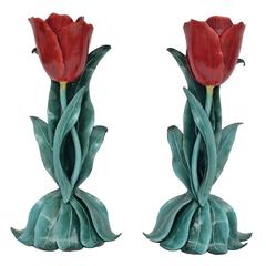 Standing Pair of Red Tulips