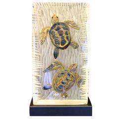 Silvano Signoretto Turtle Aquarium Glass Lighted Sculpture