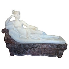 Antique Pauline Borghese Marble Sculpture