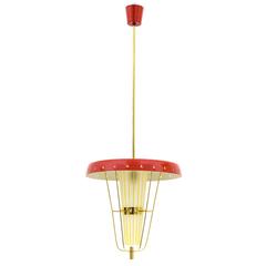 Unique 1950s Italian Lantern in Brass, Glass and Lacquered Aluminum 9