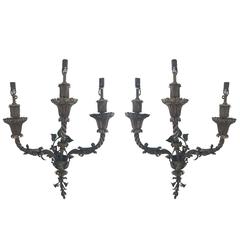 Pair of Early 20th Century Painted Iron Sconces