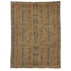 Vintage French Kilim with Modern Art Deco Style, Flatweave Kilim Rug