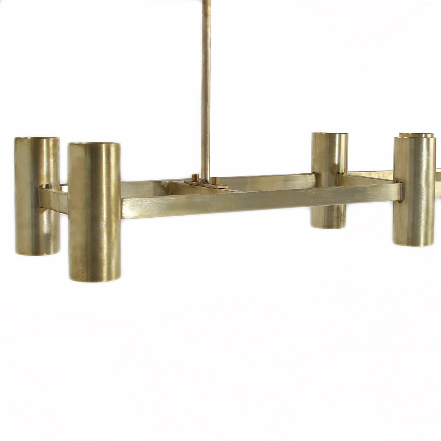 Large Architectural Chandelier in Solid Brass by Thomas Hayes Studio 3