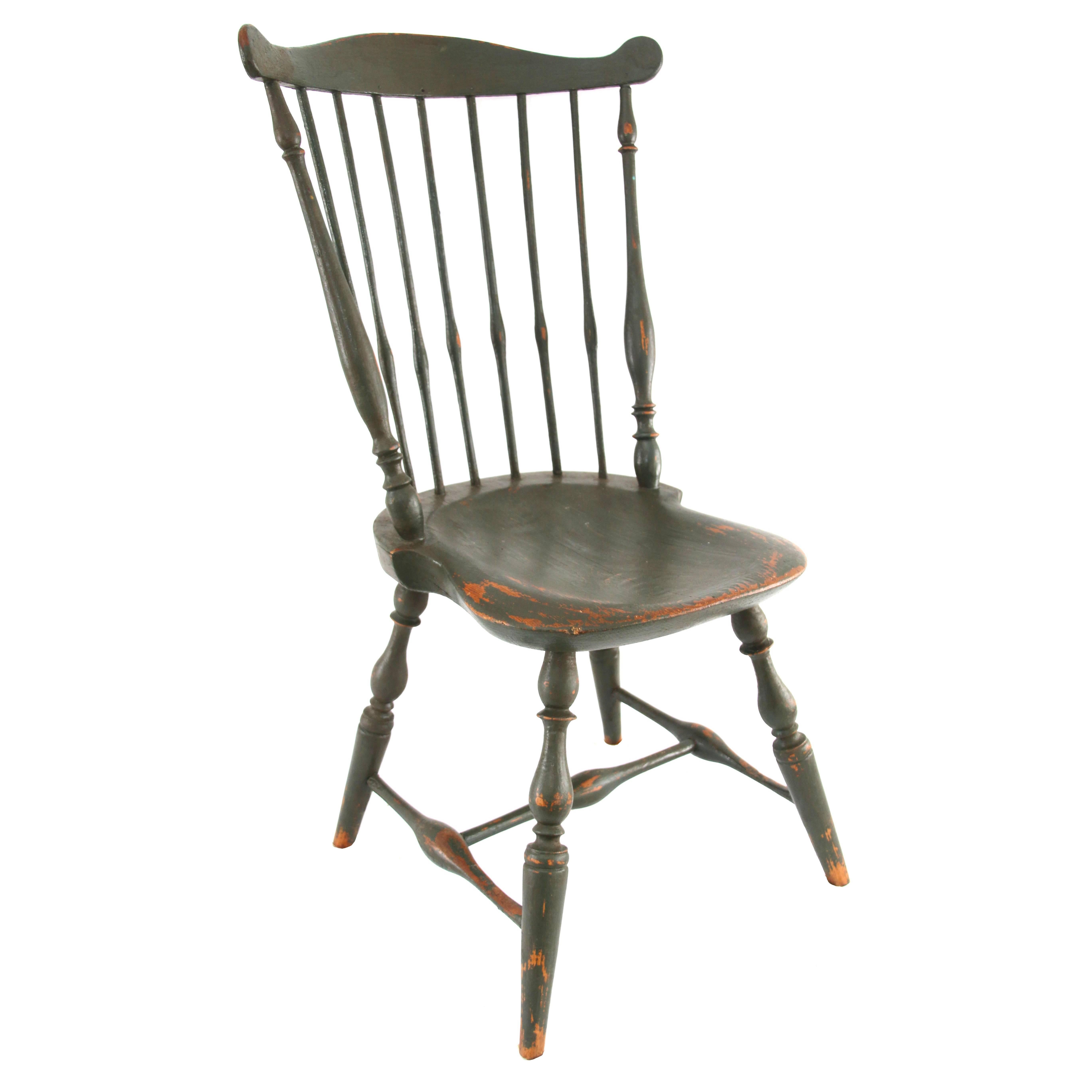 Connecticut Windsor Side Chair Signed I. Clark, circa 1800 For Sale